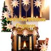 Paper Star Lantern 3PCS Christmas Paper Stars Lampshade 13.78 inch Hanging 3D Christmas Pentagram Lampshade 9 Points Lantern Foldable for Xmas Wedding decoración navideña-3