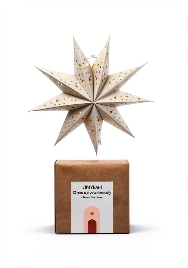 Paper Star Lantern 3PCS Christmas Paper Stars Lampshade 13.78 inch Hanging 3D Christmas Pentagram Lampshade 9 Points Lantern Foldable for Xmas Wedding decoración navideña-1